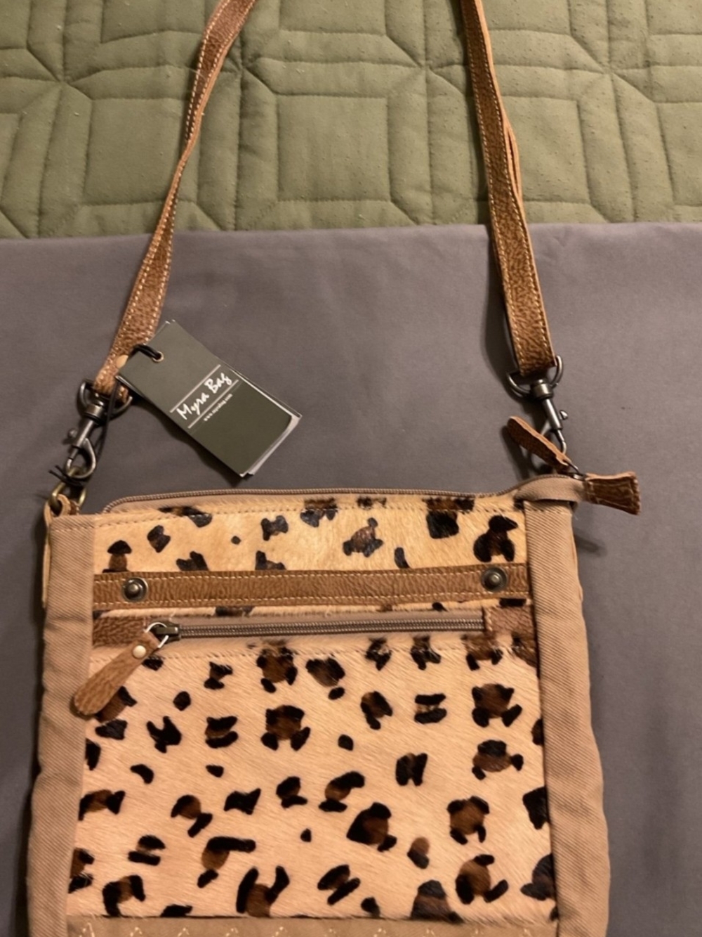 NWT Myra Bag Leopard Print Crossbody - Tan & Black - Picture 2 of 4